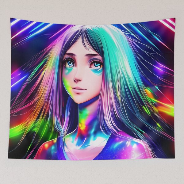 Item preview, Hologram Laser Anime Girl from the future - rainbow colors designed and sold by Dalive.