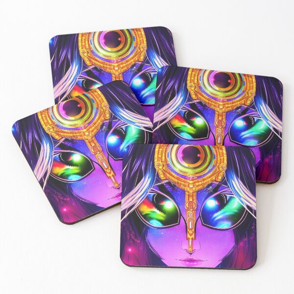 Item preview, Alien Anime Girl from the Future in Laser Hologram Style - Rainbow Colors designed and sold by Dalive.