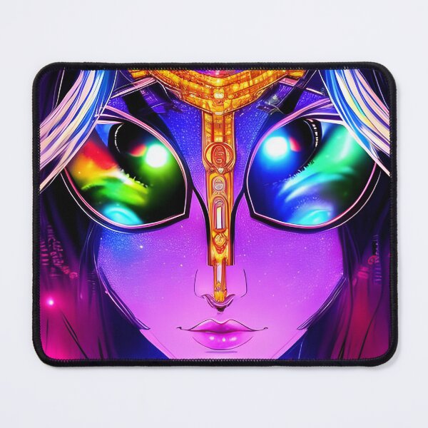 Item preview, Alien Anime Girl from the Future in Laser Hologram Style - Rainbow Colors designed and sold by Dalive.