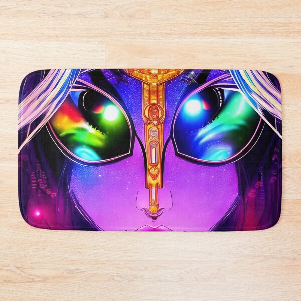 Item preview, Alien Anime Girl from the Future in Laser Hologram Style - Rainbow Colors designed and sold by Dalive.