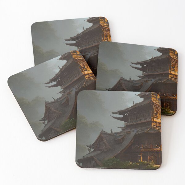 Item preview, Surreal Magical Asian Tower in Beautiful Landscape and Trees by the Mountains  designed and sold by Ataraxia  Apparel.