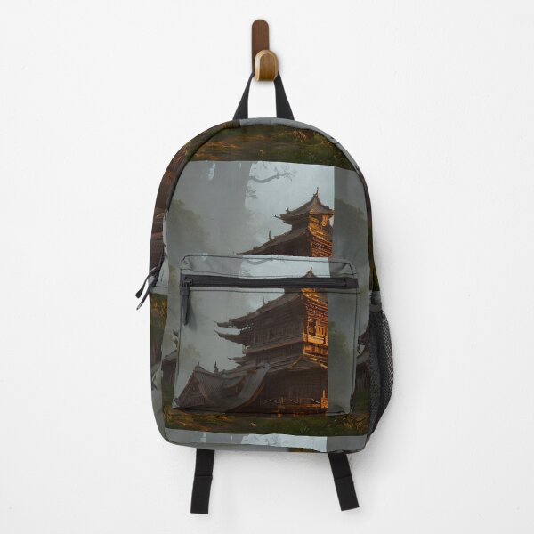 Item preview, Surreal Magical Asian Tower in Beautiful Landscape and Trees by the Mountains  designed and sold by Ataraxia  Apparel.