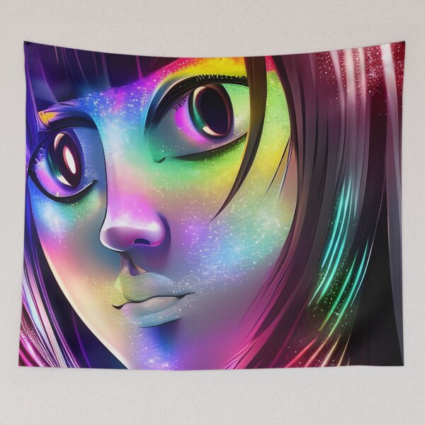 Item preview, Hologram Stars Anime Girl From The Future - Rainbow Colors designed and sold by Dalive.