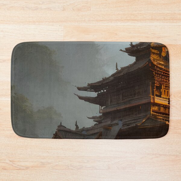Item preview, Surreal Magical Asian Tower in Beautiful Landscape and Trees by the Mountains  designed and sold by Ataraxia  Apparel.