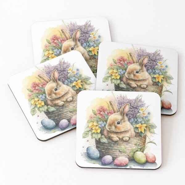 Item preview, Easter Bunny in Flower Basket designed and sold by Travelslightly.