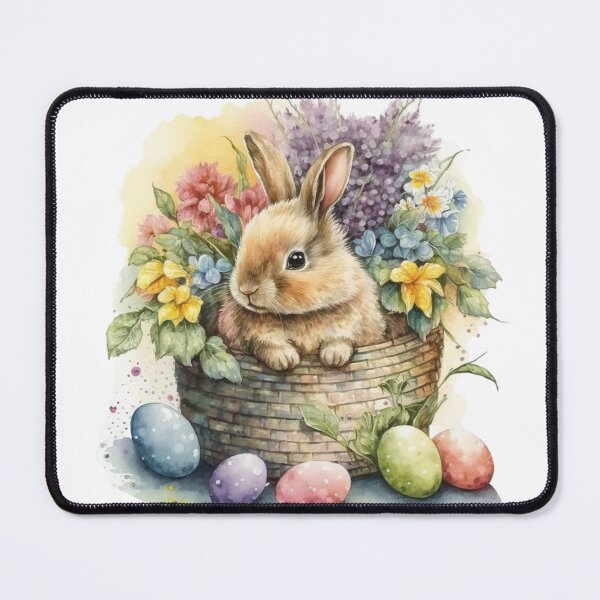 Item preview, Easter Bunny in Flower Basket designed and sold by Travelslightly.