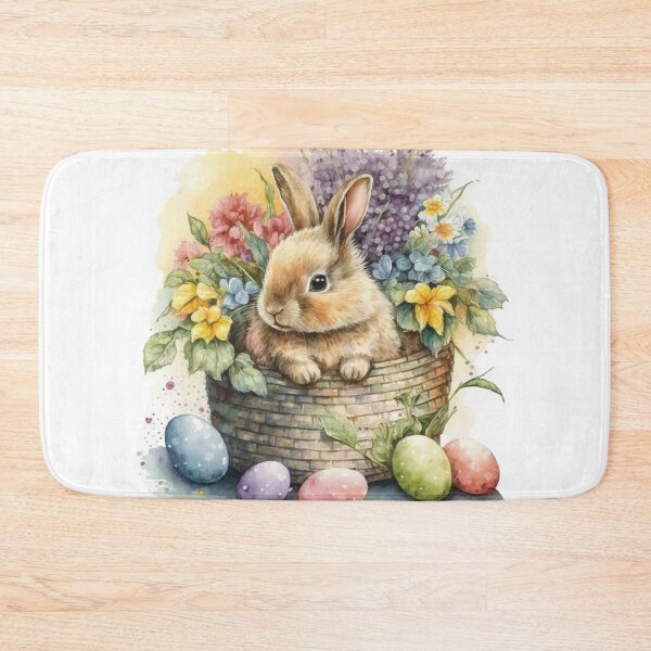 Item preview, Easter Bunny in Flower Basket designed and sold by Travelslightly.