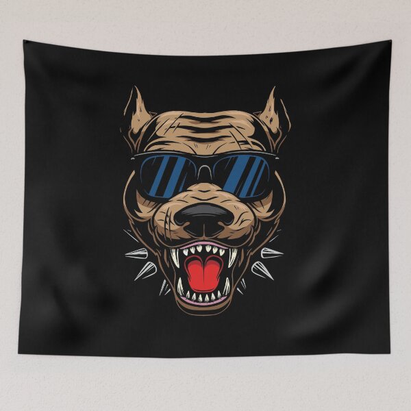 Item preview,  Gangster Angry Tattoo Pit Bull with Sun Glasses designed and sold by mkzmerch.