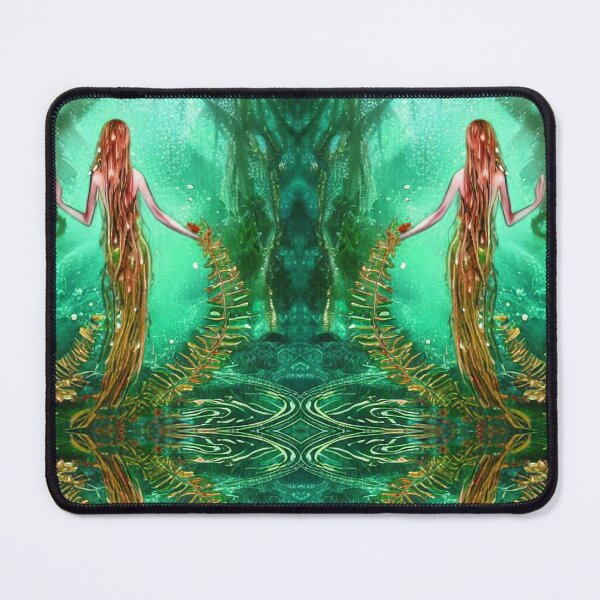 Item preview, Fern Fairy Lake Red Head Siren Azure Green designed and sold by SpiritGifts.