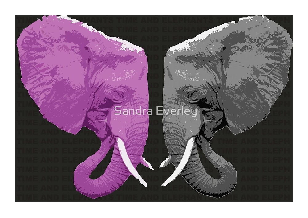 "Pink and Grey Elephants" by Sandra Everley Redbubble