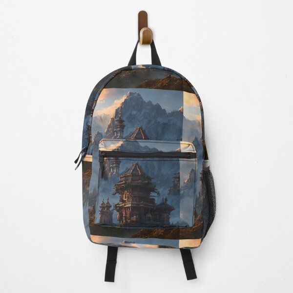 Item preview, Surreal Magical Asian Tower in Beautiful Landscape and Trees by the Mountains  designed and sold by Ataraxia  Apparel.