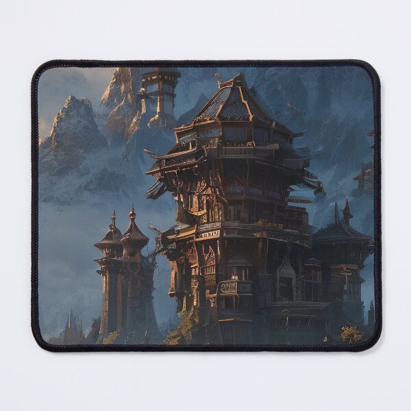 Item preview, Surreal Magical Asian Tower in Beautiful Landscape and Trees by the Mountains  designed and sold by Ataraxia  Apparel.