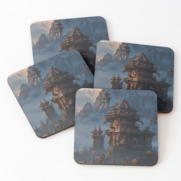 Item preview, Surreal Magical Asian Tower in Beautiful Landscape and Trees by the Mountains  designed and sold by Ataraxia  Apparel.