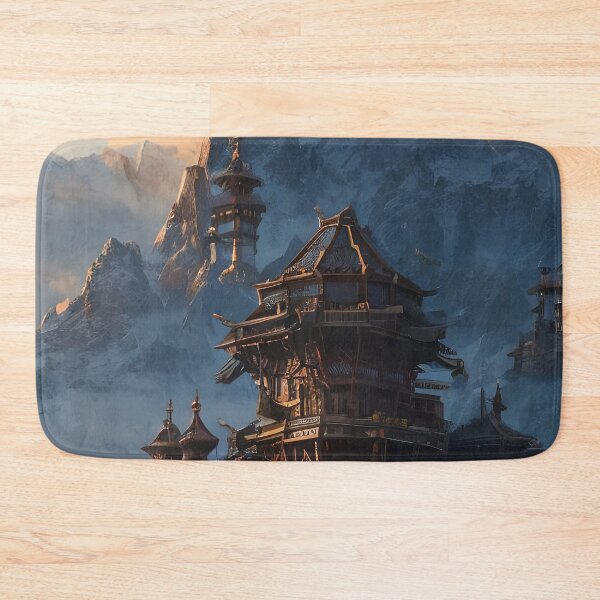 Item preview, Surreal Magical Asian Tower in Beautiful Landscape and Trees by the Mountains  designed and sold by Ataraxia  Apparel.