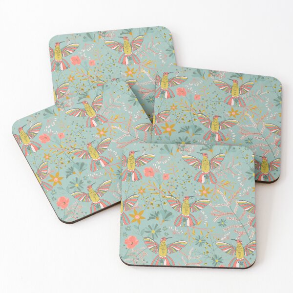 Item preview, Garden of hummingbirds teal designed and sold by cesartorresart.