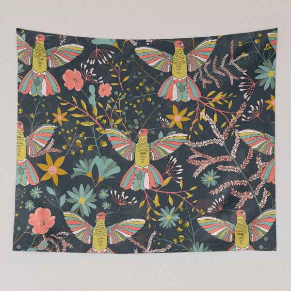 Item preview, Garden of hummingbirds dark designed and sold by cesartorresart.
