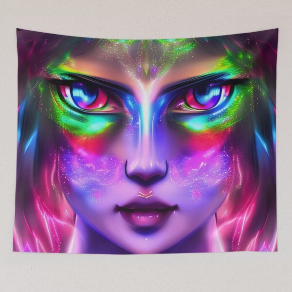 Item preview, Beautiful girl in laser hologram style - rainbow colors designed and sold by Dalive.