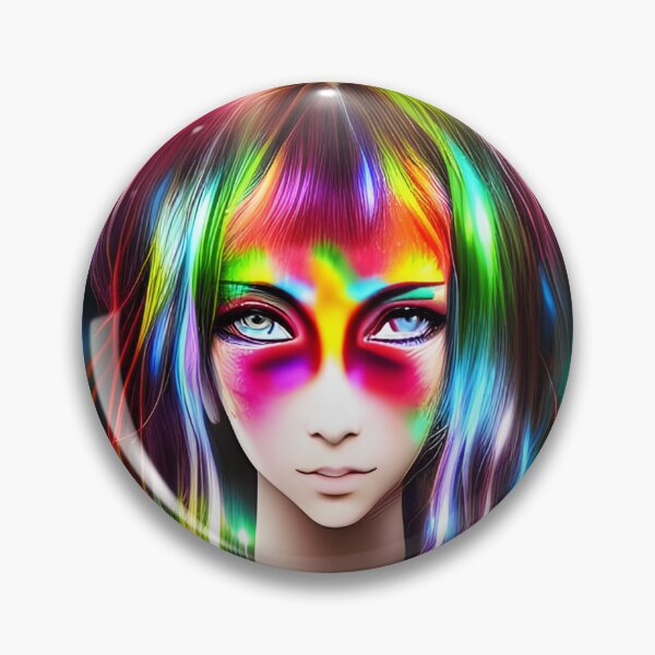 Item preview, Beautiful girl with bangs hologram laser style - rainbow colors designed and sold by Dalive.