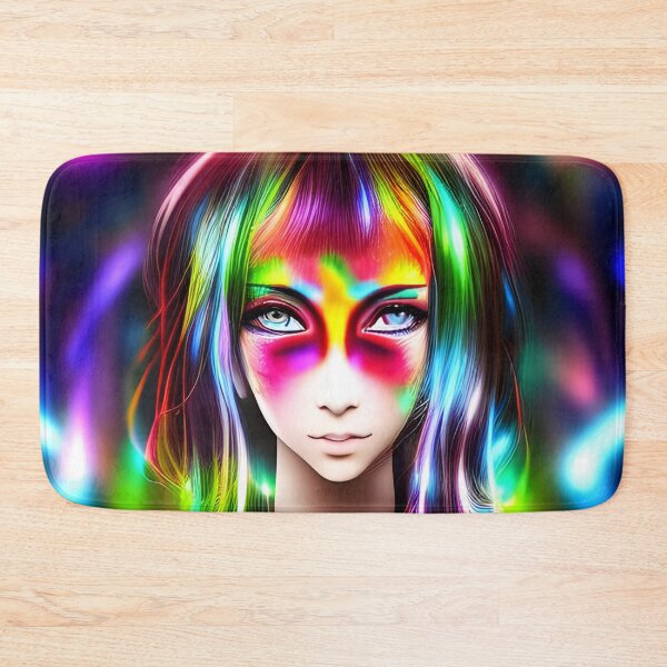 Item preview, Beautiful girl with bangs hologram laser style - rainbow colors designed and sold by Dalive.