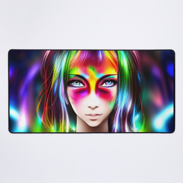 Item preview, Beautiful girl with bangs hologram laser style - rainbow colors designed and sold by Dalive.