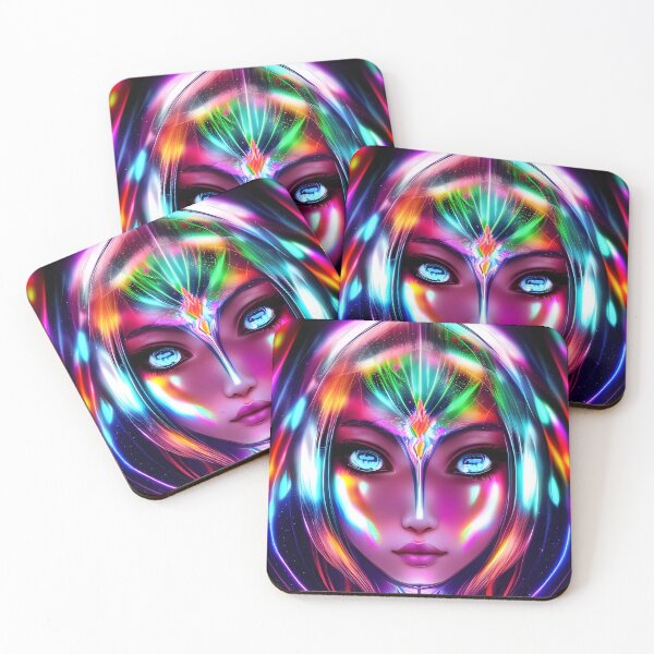 Item preview, Radiant anime girl in laser hologram style - rainbow colors designed and sold by Dalive.