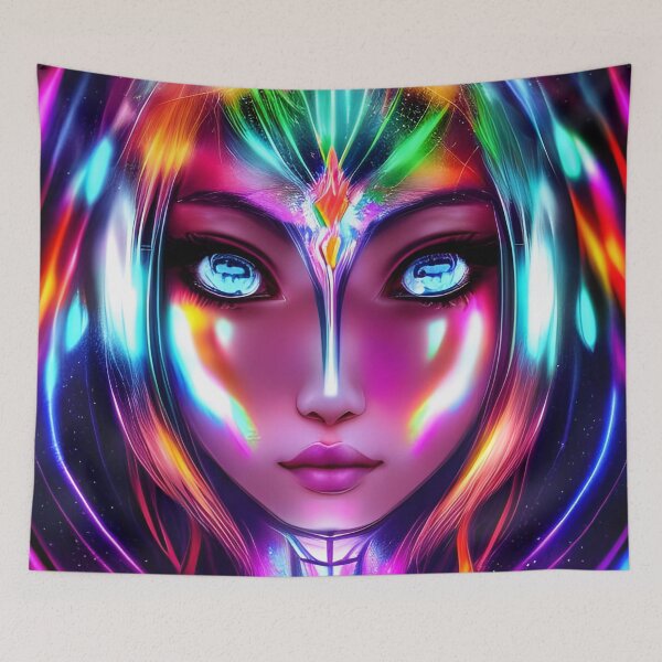 Item preview, Radiant anime girl in laser hologram style - rainbow colors designed and sold by Dalive.