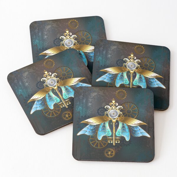 Item preview, Steampunk Key with Blue Wings designed and sold by Blackmoon9.