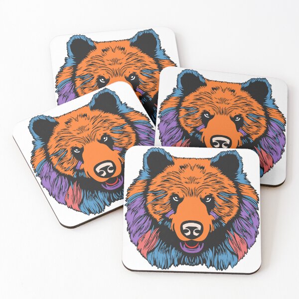 Item preview, Colored powerful big bear heads with a mane and an open mouth designed and sold by GAleksS.