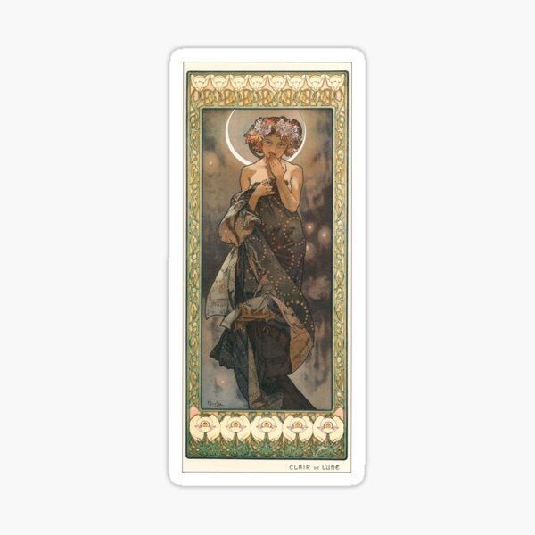 Aperçu de l'œuvre Alphonse Mucha art nouveau, CLAIR DE LUNE, Beauté élégante - Alphonse Mucha Inspired Art créée et vendue par RaspberryEM.