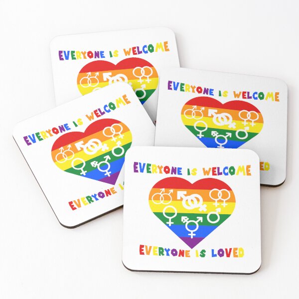 Item preview, Everyone Is Welcome Everyone Is Loved Rainbow Pride Heart with All Gender Symbols designed and sold by everything4eva.
