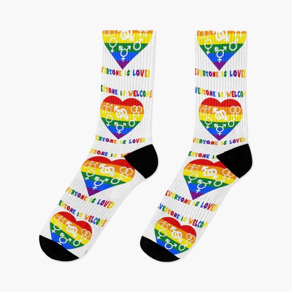 Item preview, Everyone Is Welcome Everyone Is Loved Rainbow Pride Heart with All Gender Symbols designed and sold by everything4eva.
