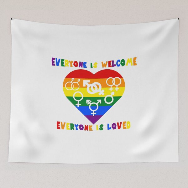 Item preview, Everyone Is Welcome Everyone Is Loved Rainbow Pride Heart with All Gender Symbols designed and sold by everything4eva.