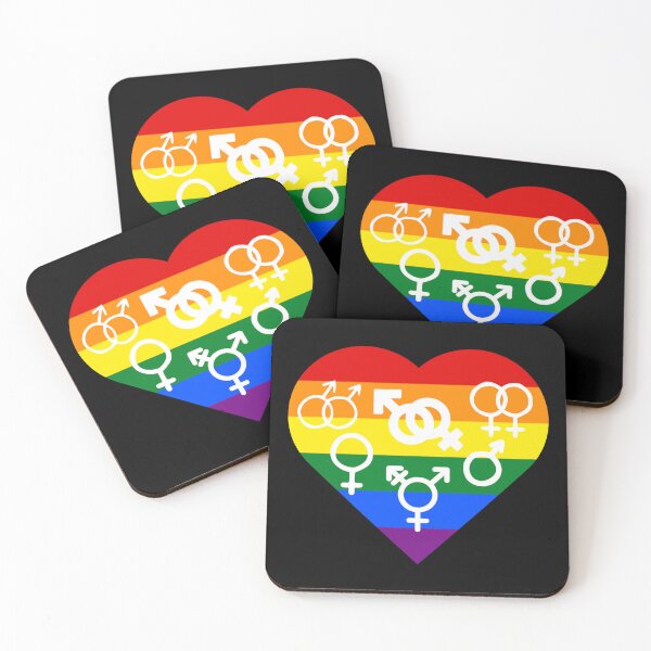 Item preview, Rainbow Pride Heart with All Gender Symbols designed and sold by everything4eva.