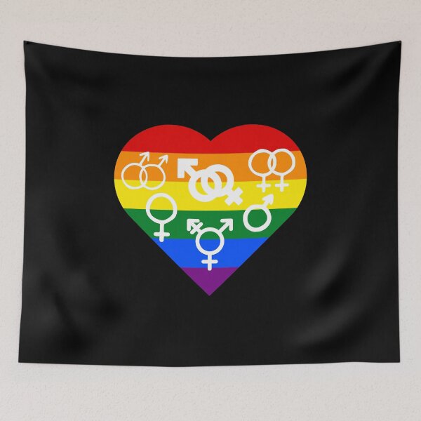 Item preview, Rainbow Pride Heart with All Gender Symbols designed and sold by everything4eva.