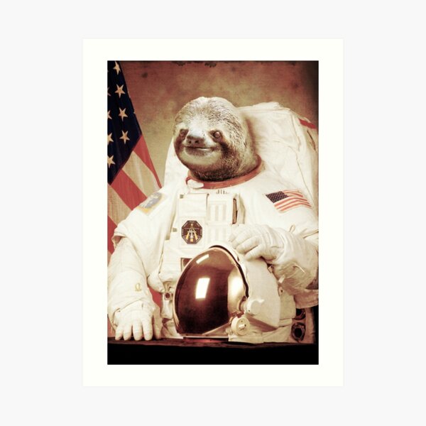 Astronaut Sloth Art Print