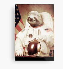 Astronaut Sloth Metal Print