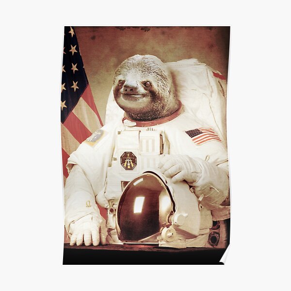 Astronaut Sloth Poster