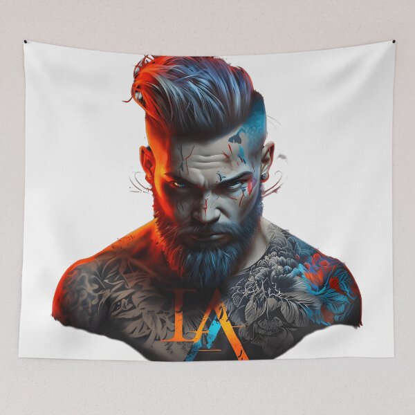 Item preview, tattoed mohawk guy designed and sold by R&B Art and design.