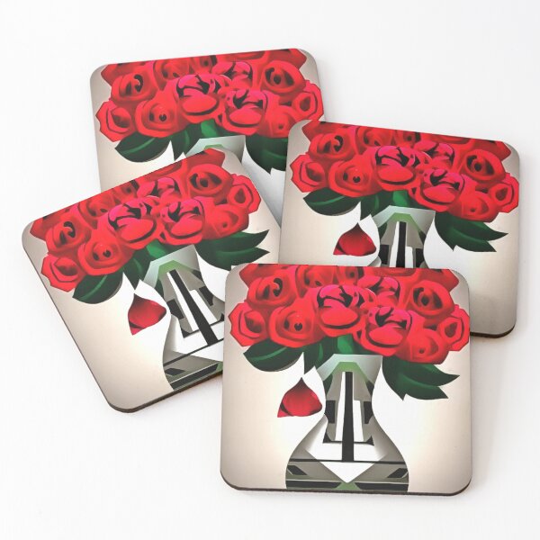 Item preview, Red Roses In Vase Art Deco Abstract Art designed and sold by taiche.