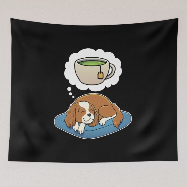 Item preview, Cavalier King Charles Spaniel dreaming about Green Tea designed and sold by DoggieDelights.