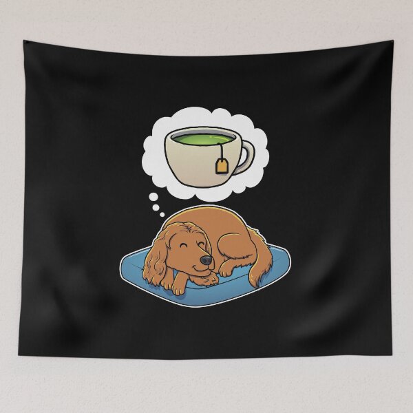 Aperçu de l'œuvre English Cocker Spaniel dreaming about Green Tea créée et vendue par DoggieDelights.