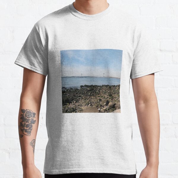 Sea Stones, Water, and a Bridge on the Horizon Classic T-Shirt