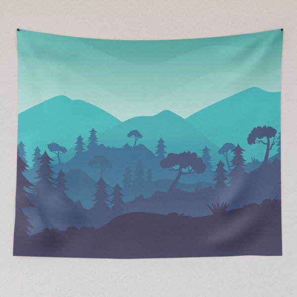 Item preview, Mountains landscape with tropical forest in night designed and sold by AnnKkey.