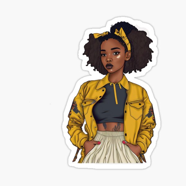 Item preview, Beautiful Black Woman Yellow Jacket - Stylish Fashion  designed and sold by StickOut Creaciones.