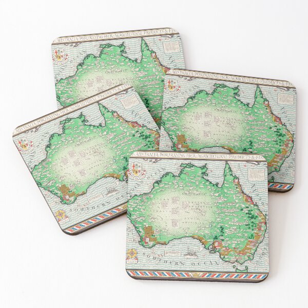Item preview, Vintage Map of Australia designed and sold by upoutandaway.