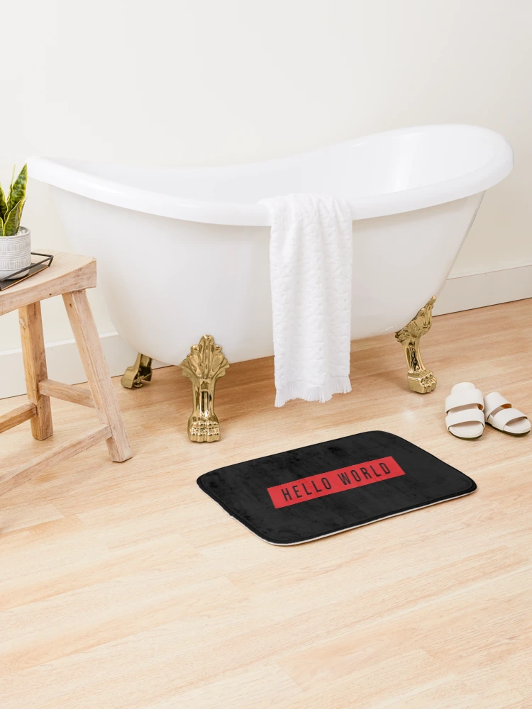Thumbnail 2 of 6, Bath Mat, Hello World-Python Code designed and sold by FridPix.