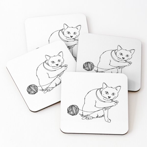 Item preview, big cat playing with a ball of string,white cat black yarn,funny cat holding string in mouth trending design designed and sold by gulnaz797.