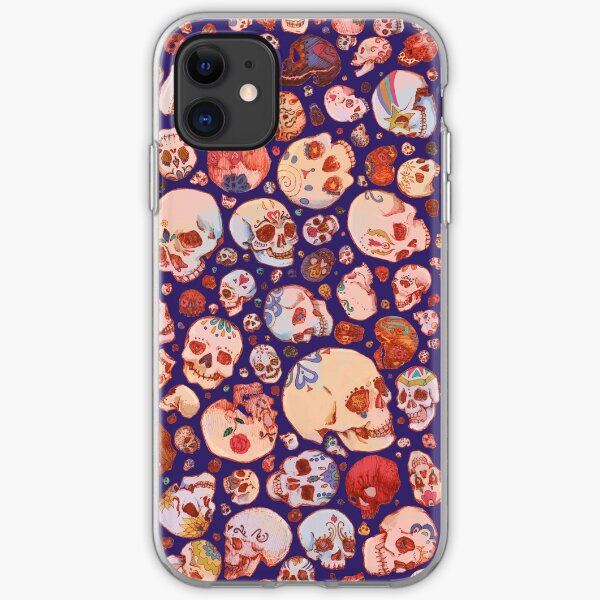 Skull Doodles - blue iPhone Soft Case