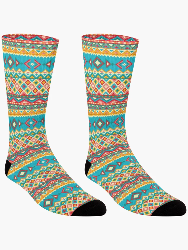 Thumbnail 3 of 5, Socks, Seamless Rugged turquoise , Native Pattern Rugged designed and sold by Yes-Monkey.