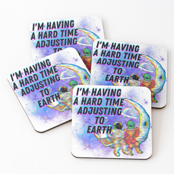 Item preview, Adjusting to Earth. Psychedelic Aliens and astronauts. designed and sold by MamaNeeaDesigns.